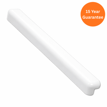 500mm External Bullnose Fascia Corner White uPVC Roofline Trim