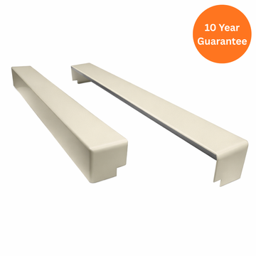 Cream uPVC Square External Fascia Corner 500mm – Double Ended Roofline Trim