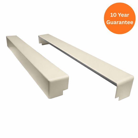 Cream uPVC Square External Fascia Corner 500mm – Double Ended Roofline Trim