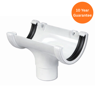 Half-Round Gutter Run Outlet (White)