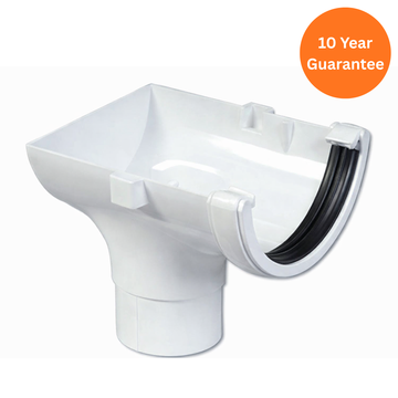 Half-Round Gutter Run Outlet Stop End (White)