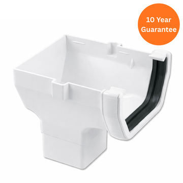 Square Gutter Run Outlet Stop End (White)