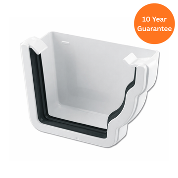 White Ogee Gutter External Stop End Right Hand uPVC End Cap