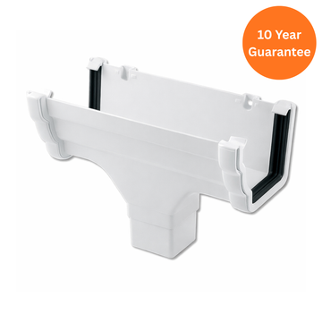 White Ogee Gutter Run Outlet uPVC Downpipe Connector