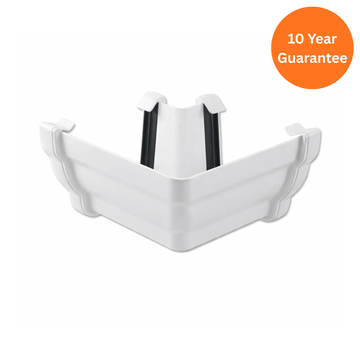 90 Degree External Ogee Gutter Angle White uPVC Corner Connector