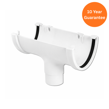 Hi-Cap White uPVC Gutter Run Outlet for Rainwater Drainage Systems