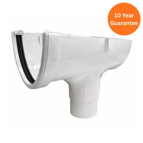 Hi-Cap White uPVC Stop End Gutter Outlet for Rainwater Systems