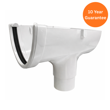 Hi-Cap White uPVC Stop End Gutter Outlet for Rainwater Systems