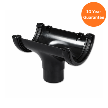 Black Half Round Gutter Run Outlet uPVC Downpipe Connector