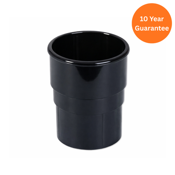 Black Round Downpipe Socket uPVC Gutter Connector Fitting