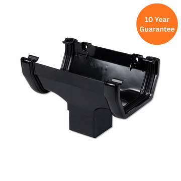 Black Square Gutter Run Outlet uPVC Downpipe Connector