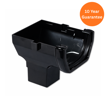 Black Square Gutter Run Outlet Stop End uPVC Downpipe Connector