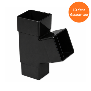 Black Square Downpipe Branch 67.5 Degree uPVC Drainage Connector