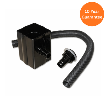 Black Square to Round Downpipe Rainwater Diverter Kit uPVC Water Butt Connector