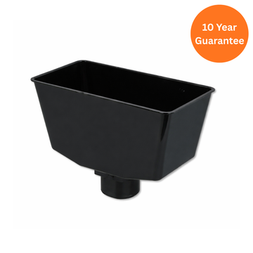 Black Square to Round Downpipe Hopper Head uPVC Rainwater Drainage Hopper