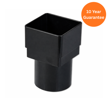 Black Square to Round Downpipe Adapter uPVC Rainwater Pipe Connector