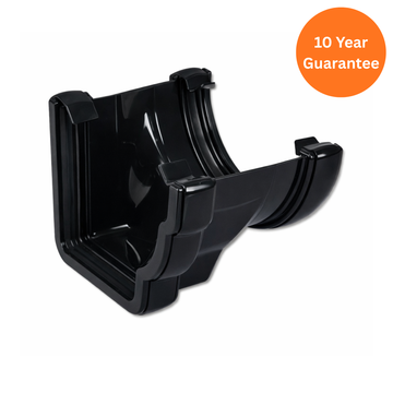 Black Ogee to Half Round Gutter Adaptor Right Hand uPVC Connector