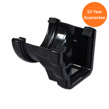Black Ogee to Half Round Gutter Adaptor Left Hand uPVC Connector