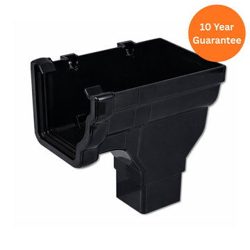 Black Ogee Gutter Stop End Outlet Right Hand uPVC Rainwater Outlet