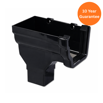 Black Ogee Gutter Stop End Outlet Left Hand uPVC Rainwater Outlet
