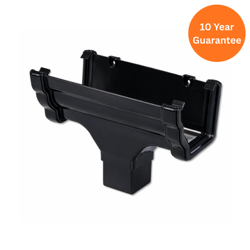 Black Ogee Gutter Run Outlet uPVC Rainwater Downpipe Connector