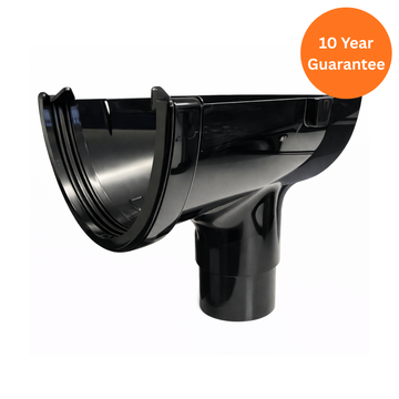 Black Hi-Cap Deepflow Stop End Outlet uPVC Gutter Outlet
