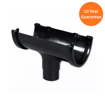 Black Hi-Cap Gutter Run Outlet uPVC Rainwater Connector