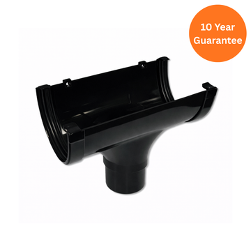 Black Xtraflo Gutter Run Outlet uPVC High Capacity Downpipe Connector