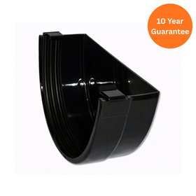 Black Xtraflo External Gutter Stop End uPVC High Capacity Gutter Fitting
