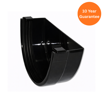 Black Xtraflo External Gutter Stop End uPVC High Capacity Gutter Fitting