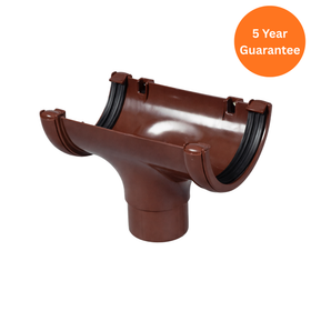 Brown Half Round Gutter Running Outlet uPVC Downpipe Connector