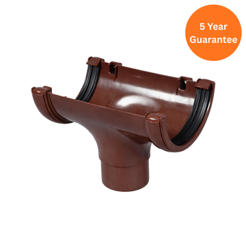 Brown Half Round Gutter Running Outlet uPVC Downpipe Connector
