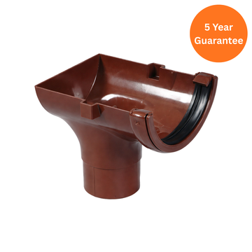Brown Half Round Gutter Running Outlet Stop End uPVC Outlet Connector