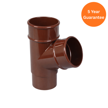 Brown Round Downpipe Branch 67.5 Degree uPVC Pipe Connector