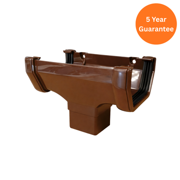 Brown Square Gutter Run Outlet uPVC Rainwater Outlet Connector