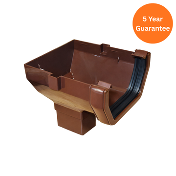 Brown Square Gutter Run Outlet Stop End uPVC Gutter Outlet
