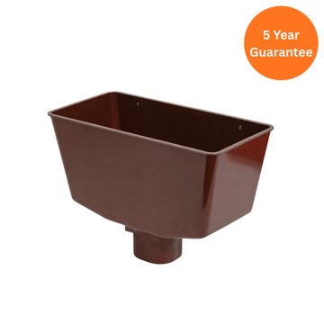 Brown Square to Round Downpipe Hopper Head uPVC Rainwater Outlet