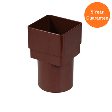 Brown Square to Round Downpipe Adaptor uPVC Drainage Connector