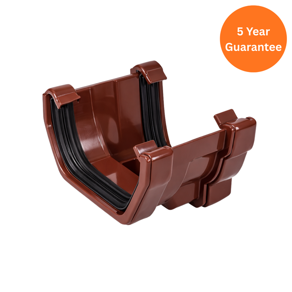 Brown Ogee to Square Gutter Adaptor Left Hand uPVC Connector