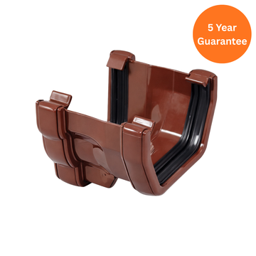 Brown Ogee to Square Gutter Adaptor Left Hand uPVC Connector