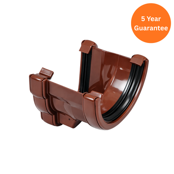 Brown Ogee to Half Round Gutter Adaptor Right Hand uPVC Connector