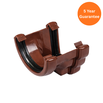 Brown Ogee to Half Round Gutter Adaptor Left Hand uPVC Connector