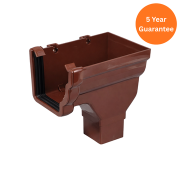Brown Ogee Gutter Stop End Outlet Right Hand uPVC Downpipe Connector