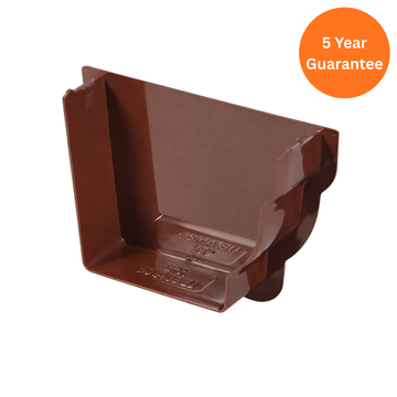 Brown Ogee Gutter Internal Right-Hand Stop End uPVC Gutter Fitting