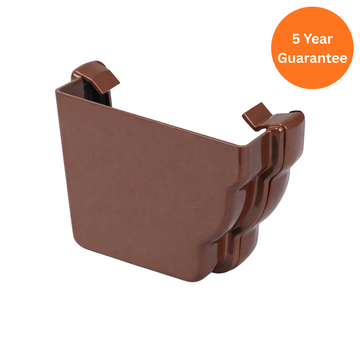 Brown Ogee Gutter External Left-Hand Stop End uPVC Gutter Fitting