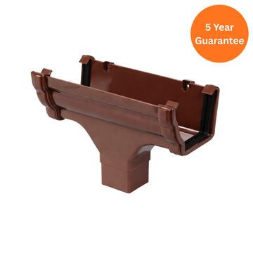 Brown Ogee Gutter Run Outlet uPVC Downpipe Connector