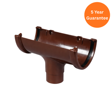 Brown Hi-Cap Gutter Run Outlet uPVC Deepflow Downpipe Connector