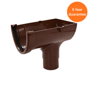 Brown Hi-Cap Deepflow Stop End Outlet uPVC Gutter Fitting