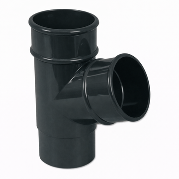 Anthracite Grey Round Downpipe Branch 112° uPVC Drainage Connector