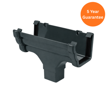 Anthracite Grey Ogee Gutter Run Outlet uPVC Downpipe Connector